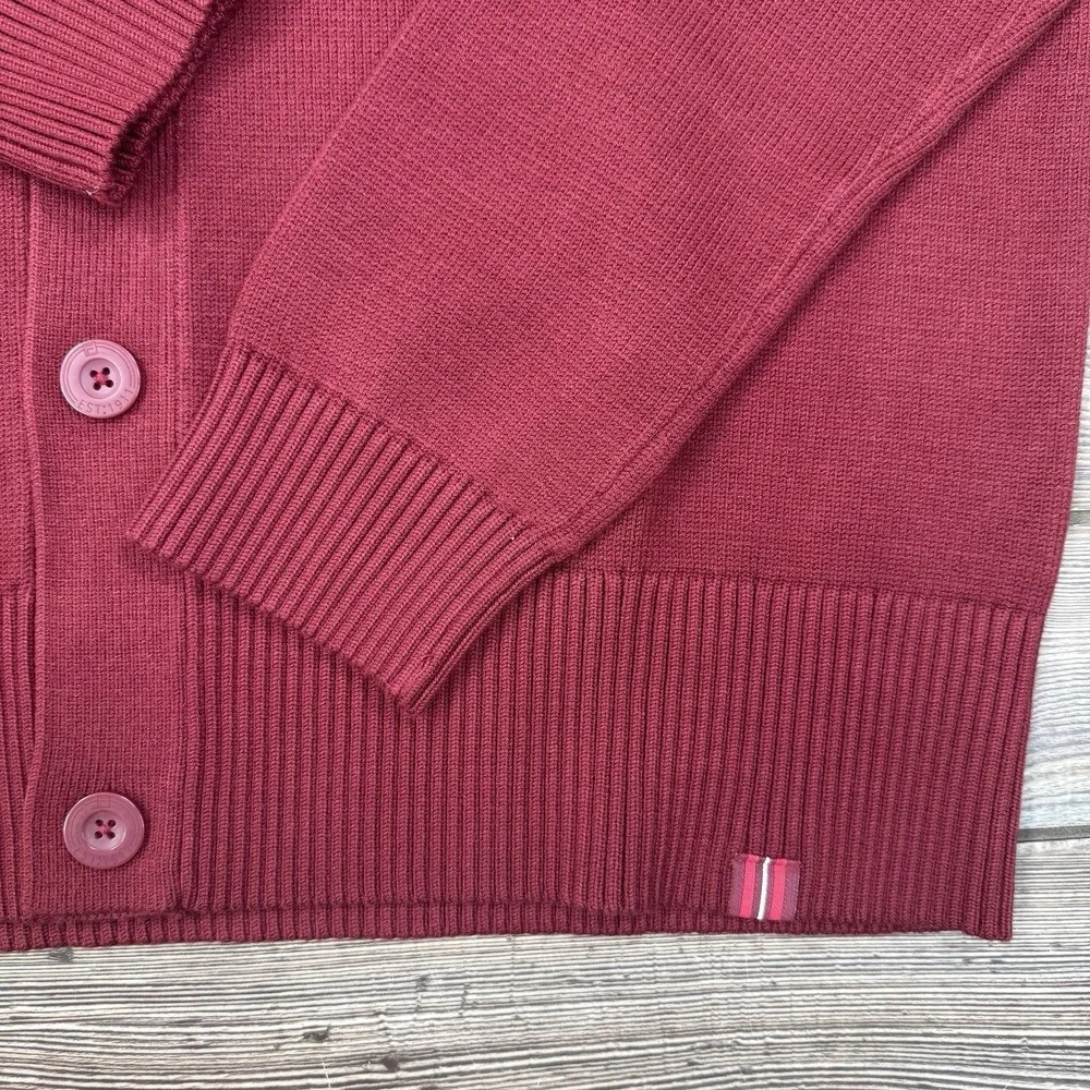 FILA Baseline Cardigan Mens‎ Large L Burgundy V Neck Button Front Sweater NEW
